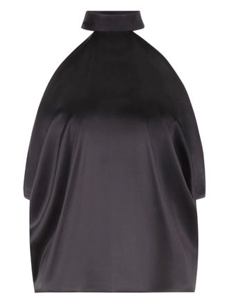 Nina Ricci Satijenen blouse met halternek - Zwart