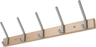 OEM Perchero De Pared, Perfil De Madera, Haya 5 Sombreros / 5 Chaquetas, Longitud 700 Mm, Espacio Entre Ganchos 150 Mm