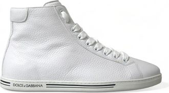 Dolce & Gabbana Elegante witte High-Top Sneakers - Heren - Sneakers - Wit - 40 EU - Leer - Schoenen
