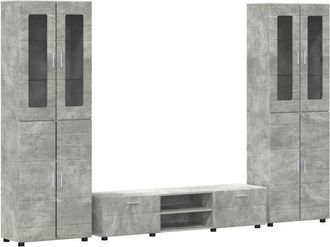 vidaXL Conjunto De Mueble De Tv Gris Concreto Madera De Ingenier&iacute;a Vidaxl