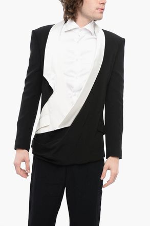 Balmain Blazer DECONSTRUCTED in Doppio Tessuto con Rever a Scialle Balmain