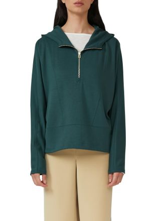 s.Oliver Sweatshirt S.OLIVER, Damen, Gr. 34, bottle gr&uuml;n, Sweatware, Obermaterial: 47% Modal, 41% Polyester, 12% Elasthan, unifarben, relaxed fit taillenbedeck