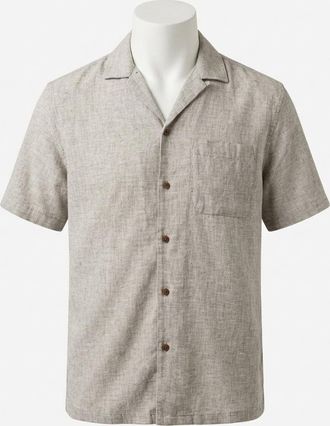 Faherty Short Sleeve Breeze Camp Shirt In Stone Coast