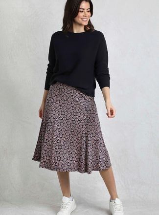 Weird Fish Romaro Printed Jersey Midi Skirt in Tea Rose at Nordstrom, Size 10