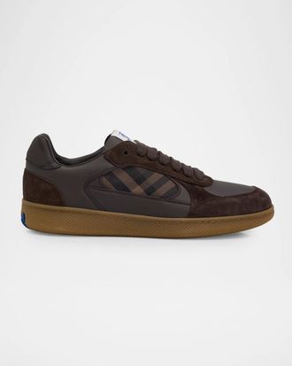 Burberry Men & apos;s Terrace Leather, Suede and Check Sneakers
