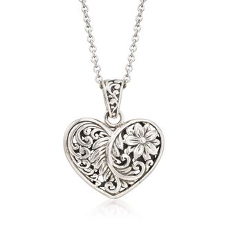 Ross-Simons Balinese Sterling Silver Heart Pendant Necklace