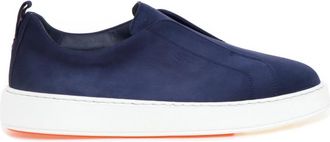 Santoni Victory Slip-On Sneaker - Heren - Sneakers - Blauw - 46 EU - Leer - Schoenen