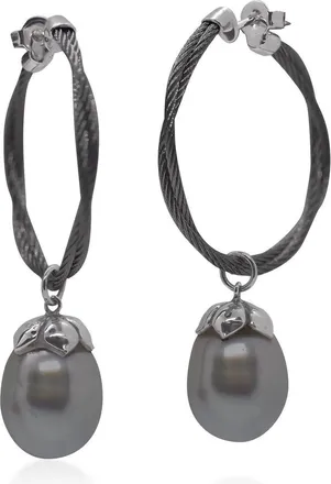 Alór South Sea Pearl Hoop Earring In Black