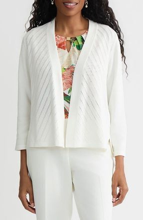 Kasper Diagonal Open Stitch Cardigan in Vanilla Ice at Nordstrom, Size X-Small