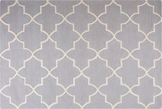 Beliani Alfombra De Lana Gris 160 X 230 Cm Patr&oacute;n De Cuadrifolio Tr&eacute;bol Oriental Marroqu&iacute; Hecha A Mano Silvan