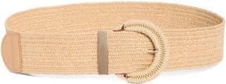 Vince Camuto Wrapped Buckle Stretch Woven Straw Belt in Natural at Nordstrom Rack, Size Large/x-Large