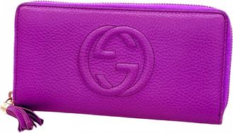 Gucci Purple Leather Long Wallet (Bi-Fold) (Pre-Owned)