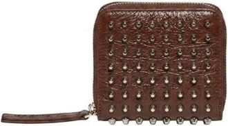 John Richmond Portemonnee met rits en metalen studs - Dames - Portefeuilles - Bruin - ONE Size - Accessoires