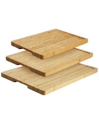 MegaChef 3Pc Natural Bamboo Cutting Board Set With Base