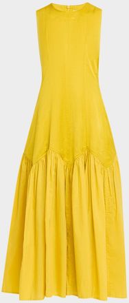 Love Birds Nira Sleeveless Flounce Cotton Midi Dress