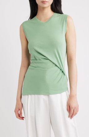 Theory Side Twist Modal & Pima Cotton Tank in Delicate Green at Nordstrom, Size X-Large
