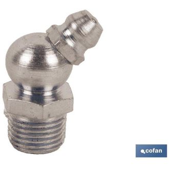 cofan Cofan - Engrasador Semicurvo 12/125 Caja 50 Unid., Engrasador Semicurvo 45&deg; Met&aacute;lico