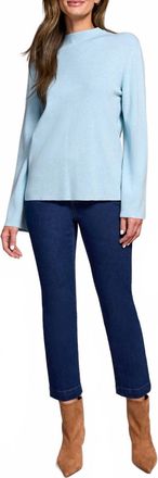 Tribal Long Sleeve Funnel Neck Sweater In Aqua