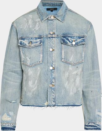 Purple Distressed Denim Jacket