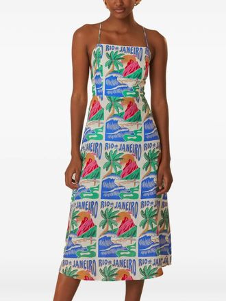 Farm Rio Carioca Posters midi dress - White
