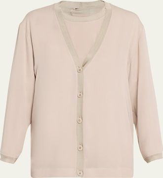 Giorgio Armani Silk V-Neck Cardigan