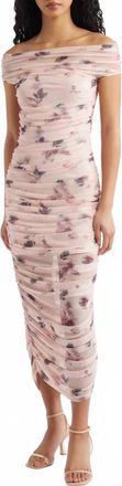 Lulus Claudia Ruched Midi Dress In Pink