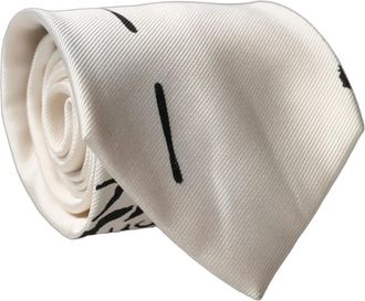Dolce & Gabbana Ties, male, White, Size: ONE SIZE Tattoo Floral Silk Adjustable Necktie
