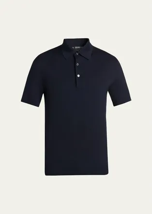 Ermenegildo Zegna Mens Trofeo Wool Knit Polo Shirt