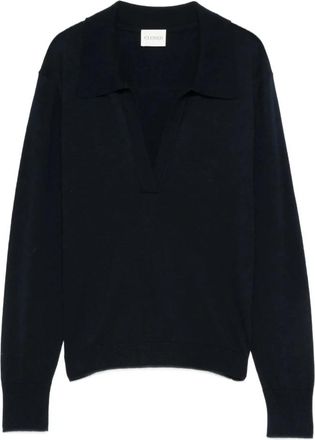 Closed Lange mouw Polo in Donkere Nacht - Dames - V-hals truien - Zwart - XS - Truien & Vesten