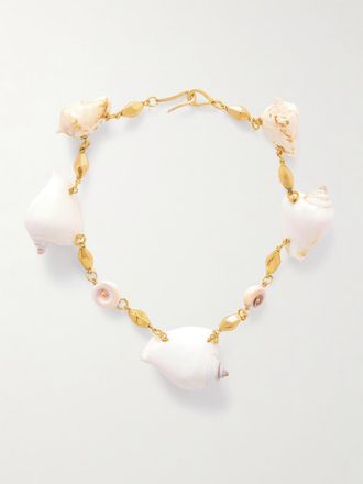 Tohum Design Collana Con Finitura Oro E Conchiglie Samsara - Verde