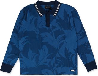 Ahluwalia Studio Blue Buju Knitted Long Sleeve Polo Sweater