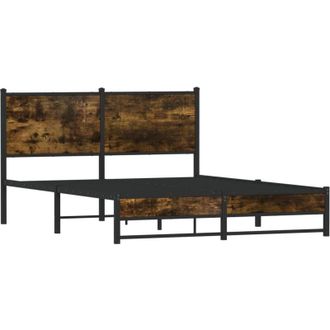 vidaXL Metal Bed Frame without Mattress Smoked Oak 140x200 cm Vidaxl