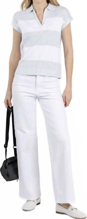 Kinross Cashmere Rib Splitneck Polo In Dove/white