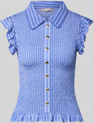 Christian Berg Blusenshirt mit Volants in Blau, Gr&ouml;&szlig;e 40