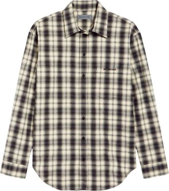 Balenciaga Gestreepte Katoenen Flanellen Overhemd - Heren - Casual Overhemden - Veelkleurig - M - Katoen - Overhemden
