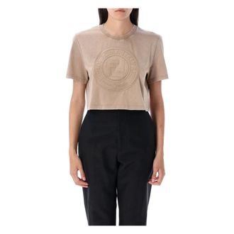 Fendi Tops, Dames, Beige, M, Katoen, Roma Crop Top