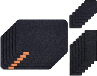 OEM Juego De 6 Manteles Individuales De Fieltro Resistentes - Gris Oscuro