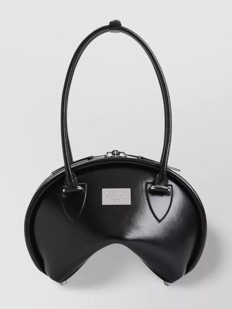 Acne Studios curved structured leather handbag silver top metal