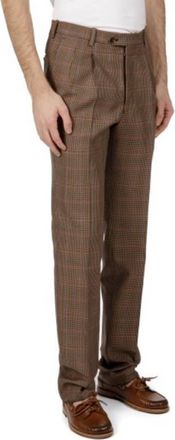 Bally Plaid Tailored Straight-Leg Wool Trousers, Brand Size 52 ( Waist Size 36 )