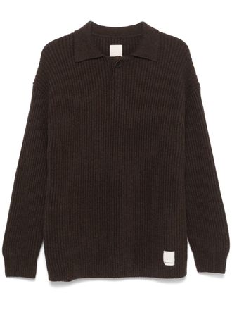 Emporio Armani fishermans-knit polo shirt - Brown
