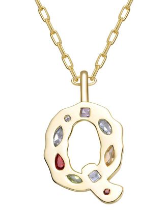 Genevive 14K Plated Cz Alphabetical Necklace