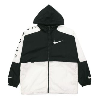 Nike Casual Sports Hooded Jacket Mens Black/White DJ4131-010