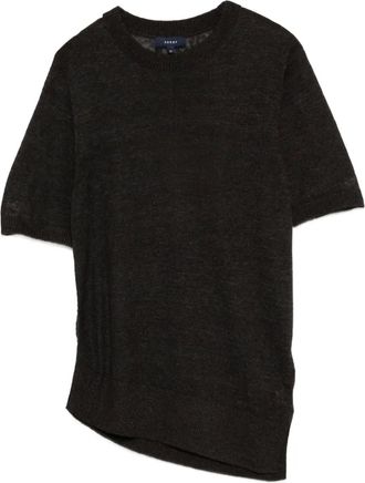 SOEUR asymmetric-hemline short-sleeve t-shirt - Brown