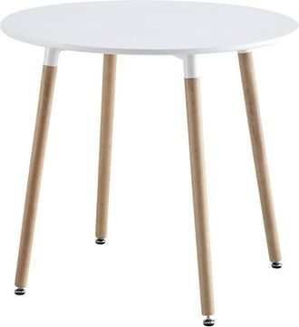 Sweeek Sweeek - Scandinavian round dining table wood 2 seats, Hedvig, White, 80x80x73 cm