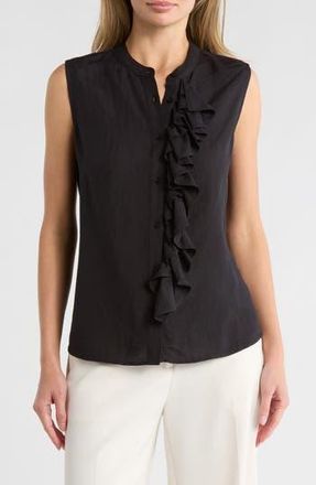 Area Stars Ruffle Sleeve Linen Top in Black at Nordstrom Rack, Size X-Small