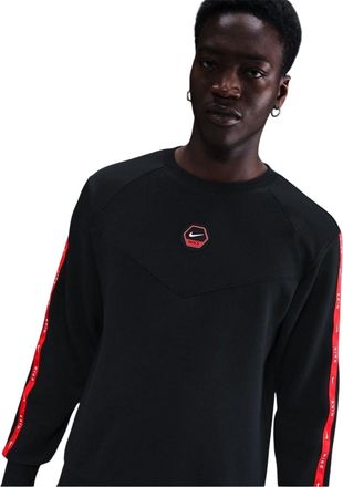 Nike Heren-sweatshirt met ronde hals en normale pasvorm, raglanmouwen (Zwart, Rood)