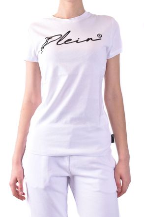Philipp Plein Womens Logo Graphic Tee - White Cotton - Size Small