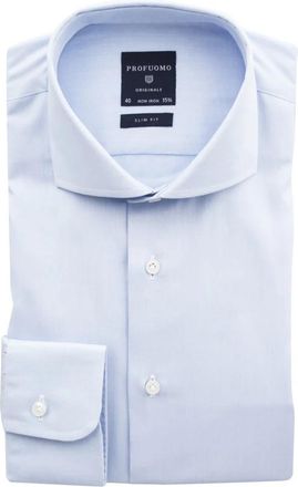 Profuomo Lichtblauwe Overhemdjurk van Katoen met Slim Fit - Heren - Zakelijke Overhemden - Blauw - 4XL - Katoen - Overhemden