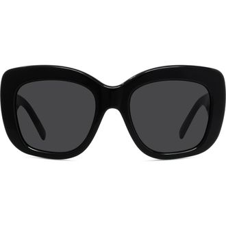 Givenchy Bold 53mm Gradient Butterfly Sunglasses in Shiny Black /Smoke at Nordstrom