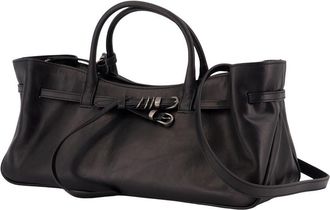 Margesherwood Womens Grandma Used Bag - Margesherwood Leather Black Cowhide Handbags-Purses